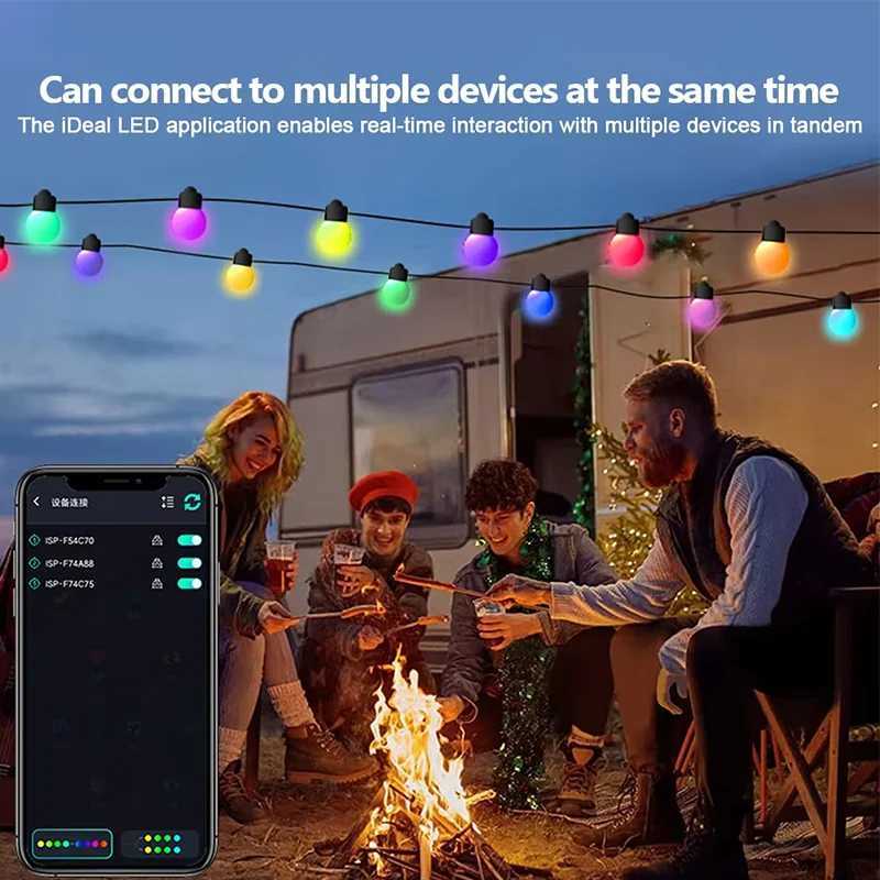 WS2812B RGB LED String Garland Light 10m 5m Smart IC APP Bluetooth Remote Fairy Lights Dreamcolor Garden Party Christmas Decor H260304