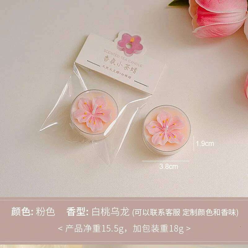 2pcs Small Scented Candles for Wedding Decoration Heart Pink Flower Baby Christening Tealight Candle Mini Aromatherapy Souvenir W260304