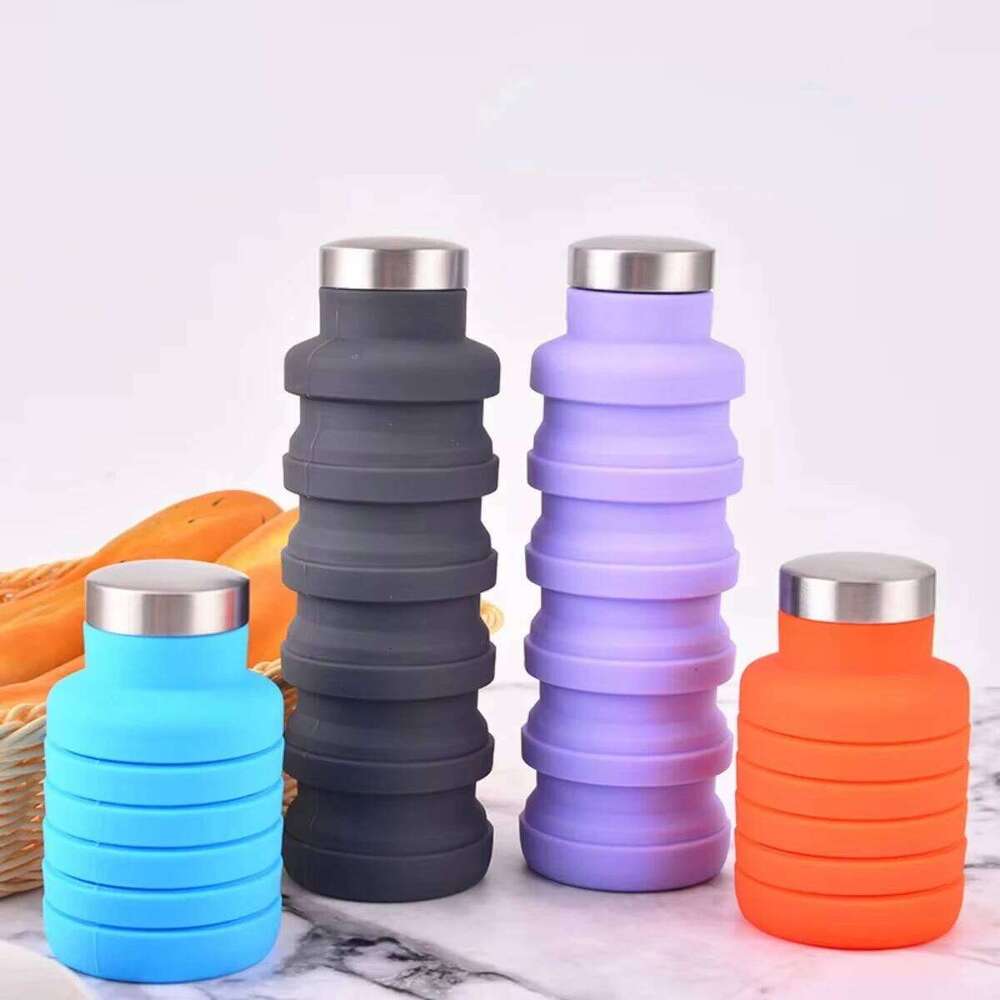 1pc Collapsible Water Bottle, Reuseable BPA Free Silicone Foldable Bottles Portable Hiking Cup For Outdoor Mountaineering Tours S260303