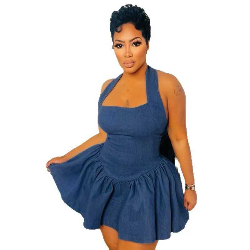 Early Spring New European And American Womens Clothing Sexy Slim Fit Shoulder Hanging Neck Exposed Back A Swing Short Dress M260304