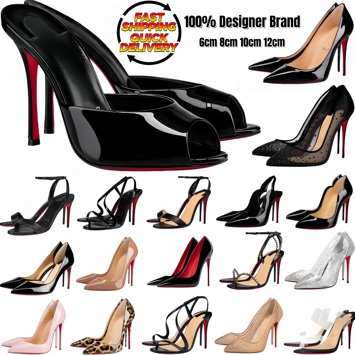 Women Luxury Designer Peep Toe High Heels Red Patent Leather Pumps Party Dress Sandals 6cm-12cm Heel Slippers Black Nude With Dust Bag