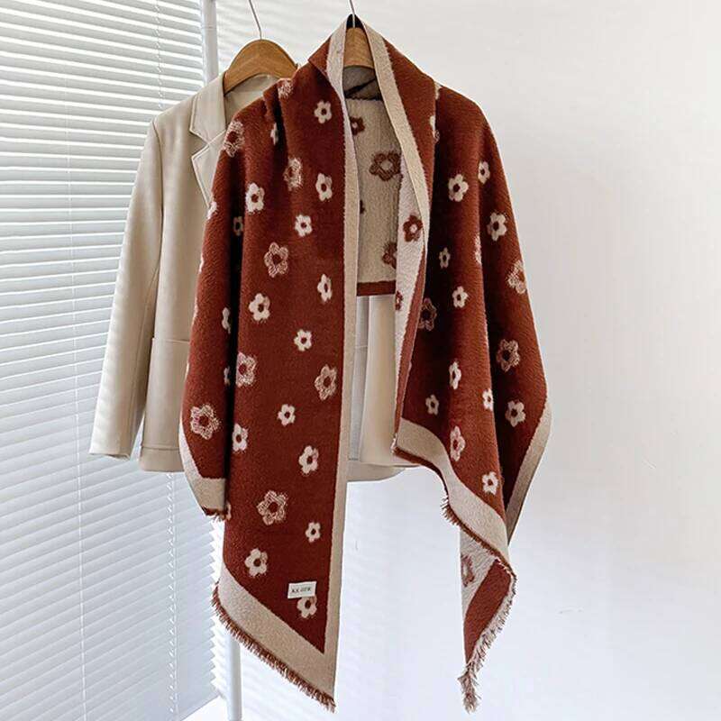 2025 Women's Luxury Brand Cashmere Shawl - Winter Cute Allover Print with Tassels Pashmina Wrap Bandana XJ260304