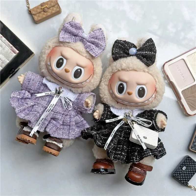 Luxury Princess Tweed Dress Set with Bow, Bag & Shoes for 15-17cm Labubu Dolls Cute Outfit AccessoriesT260304