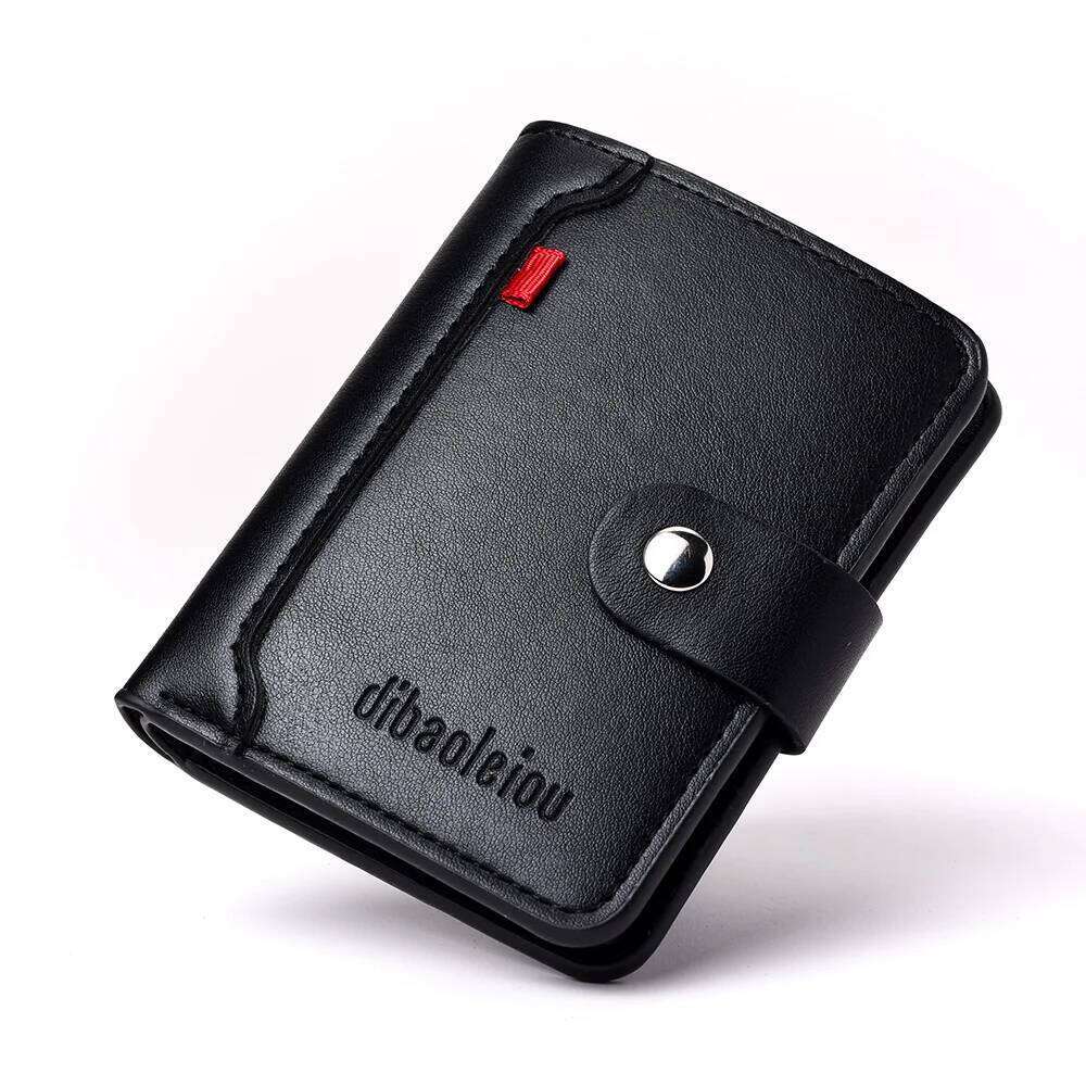Mini Credit Card Holder Wallet for Men High-Quality Ultra-Thin Soft Leather with Button Closure C260304