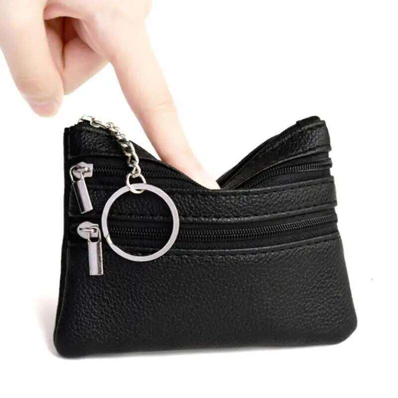 PU Leather Money Coin 2025 New with Key Ring Waterproof Pocket Purse Zipper Wear-resistant Credit Card Holoder Male C260304