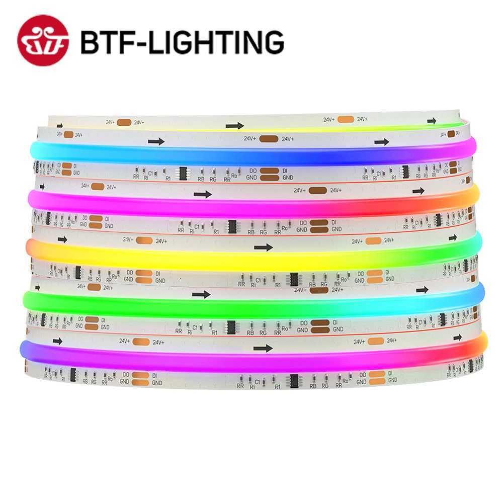 FCOB SPI RGB IC LED Light Strip WS2811 Addressable 720 630 LEDs Dream Color DC12V 24V WS2812B High Flexible FOB COB Lights RA90 H260304