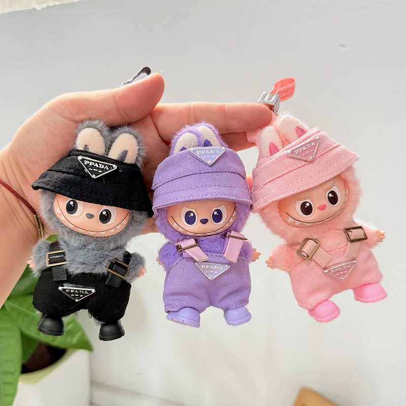 10cm Labubu The Monsters Pin Love Series, Inverted Triangle Overalls & Hat Set for 40 Doll AccessoriesT260304