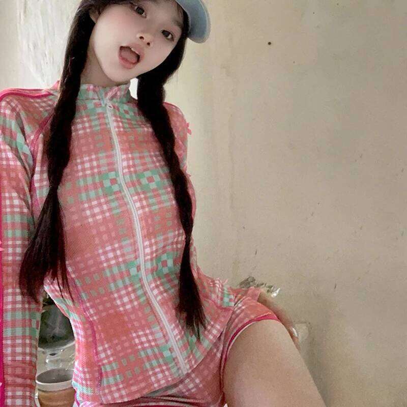 Sweet Swimsuit Chic Cover Up Set 3pcs Long Sleeve UV Protection Swimdress Modest Boyleg Swimwear for Girls Swim Skirt Y260303