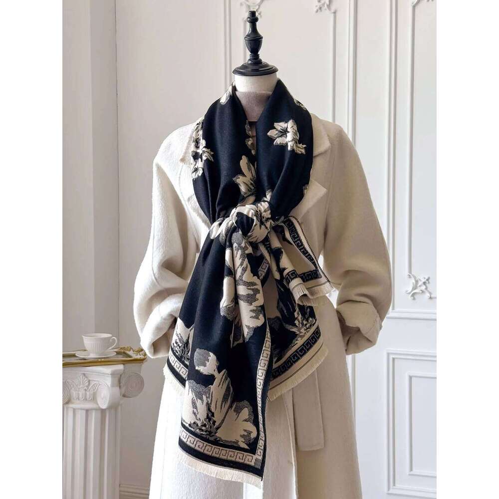 Women Winter Warm Pashmina Scarf Luxury Faux Cashmere Wraps Thick Shawl Blanket Bufanda Foulard Poncho 2025 New XJ260304