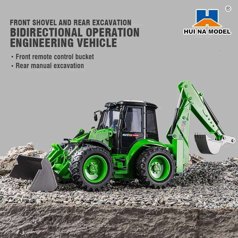 Huina 1579 RC Excavator 1:14 9CH Remote Control Backhoe Loader Truck Engineering Vehicle Construction Model Kid Christmas Gifts Z260303