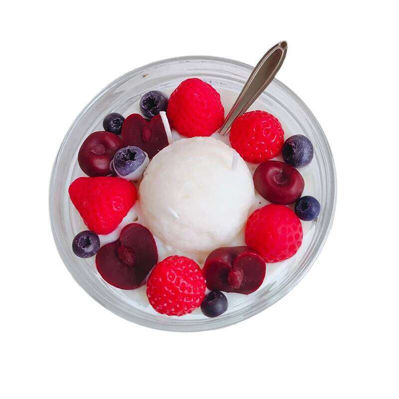 Strawberry and Cherry Fruit Scented Candle, Soy Wax, Fragrance Ornament, Birthday Gift, Dessert Cup, Handmade W260304