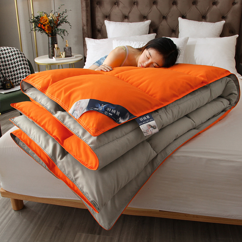 Warm Spring/Autumn Quilt with Down-Like Fiber, Anti-Pilling, Solid Color Two-Tone Antibacterial Quilt