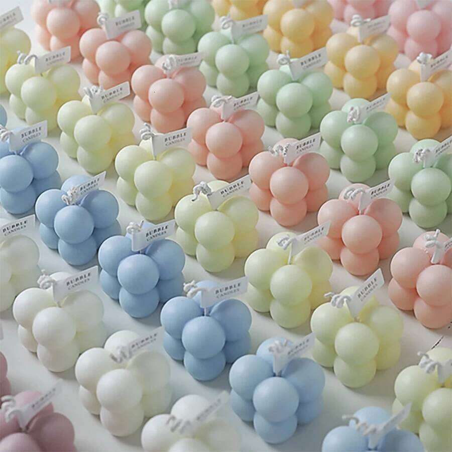 1pc Wholesale Rubik's Cube Aromatherapy Happy Birthday Gift Handmade Bubble Shape Beautiful Scented Candles W260304