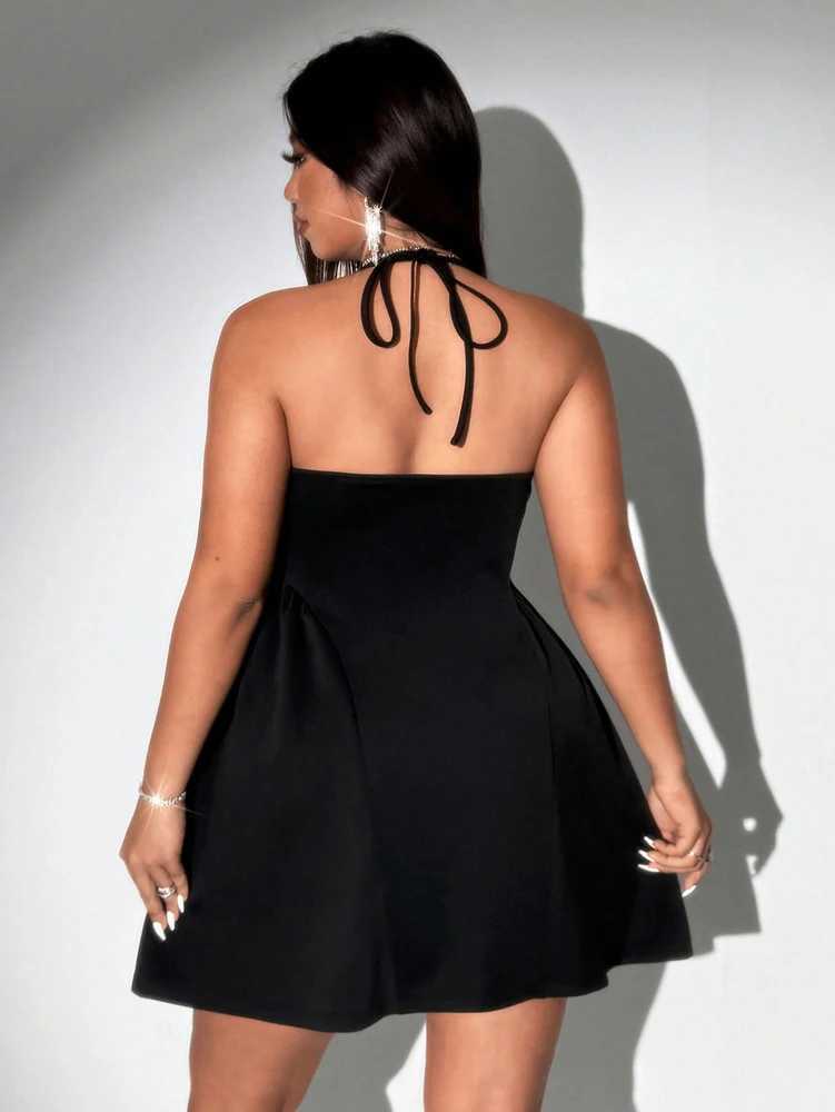 Plus Size Spring/Summer New Arrival Dress V-neck Sensual Lace-trimmed Sleeveless Puff-skirt Evening Gown Solid Colour M260304