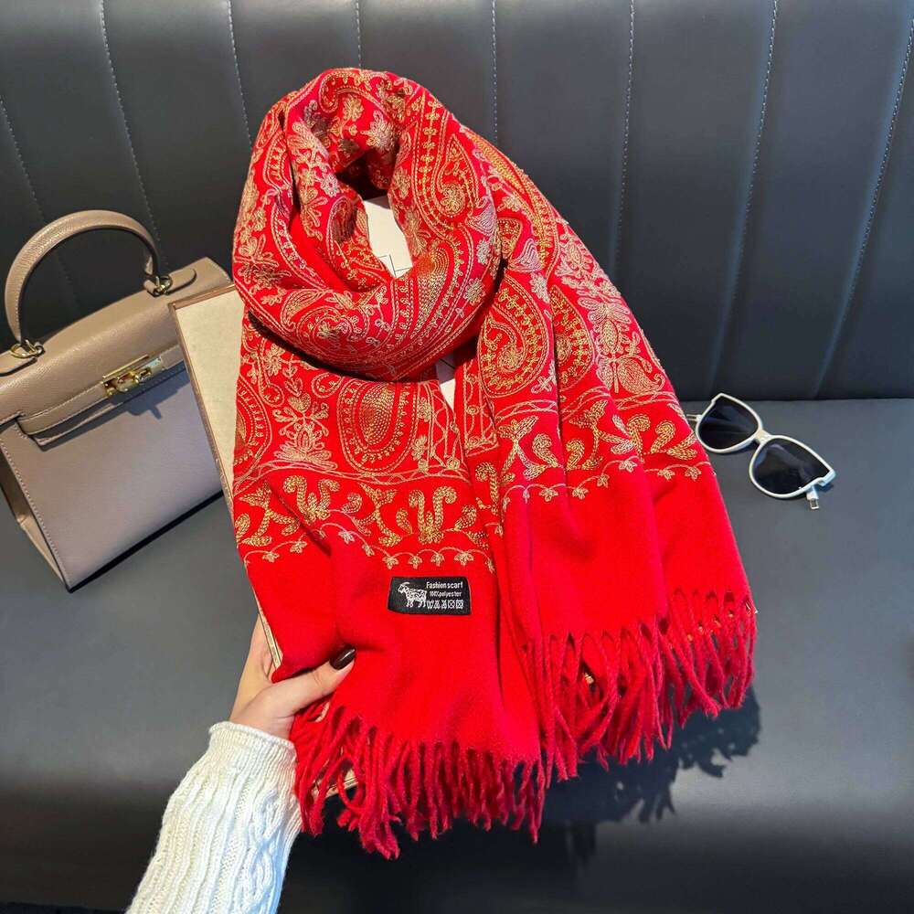 Luxury Thick Warm Paisley Pashmina Shawl for Women Cashmere Print Blanket Poncho Travel Wrap Female Winter Scarf XJ260304