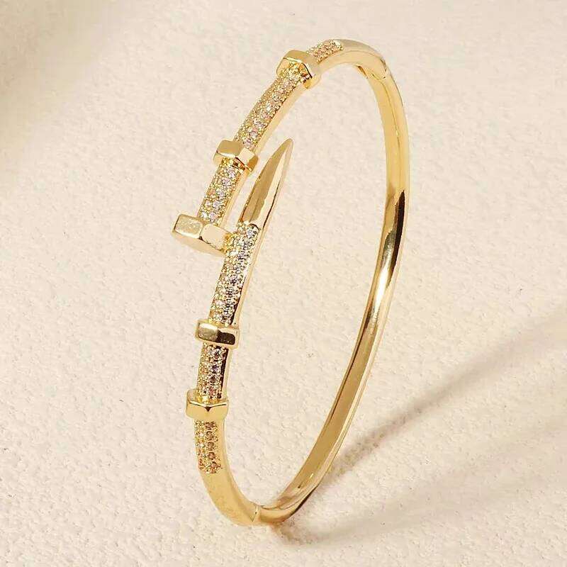 YISON New Female Nail Bracelets Trendy Zircon Bracelet for Women Everyday Party Festive Jewelry Girl's Gifts XJ260303
