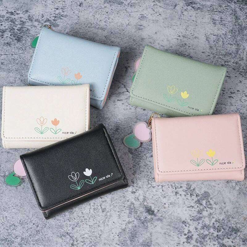 New Small Women's Leather Short Folding Student Cute Mini Fashion Hasp Wallet C260304