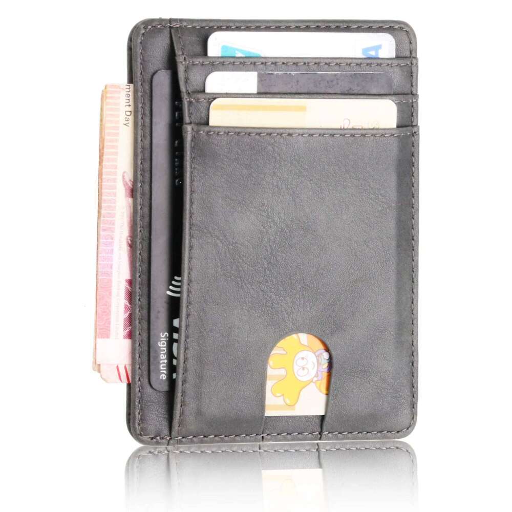 RFID Blocking Men's Leather Wallet Slim Credit Card Holder Business Male Portable Mini Travel Purse For Man C260304