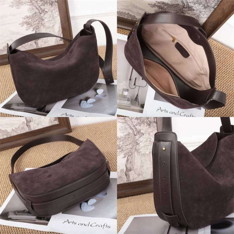 OLOEY Hifashion Cowhide Suede Genuine Leather Hobo Shoulder Bags For Women 2026 Luxury creativity Half Moon Crossbody Ladies Handbags