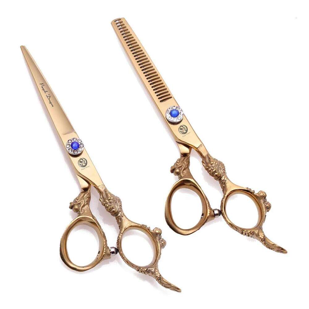 Cutting Professional Purple Dragon 5.5" 6" Japan 440C Barber Shop Hair Thinning Shears Hairdressing Scissors Z9004 H260303