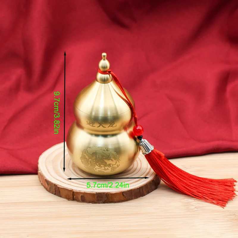 This premium brass Wu Lou gourd statue brings fortune and protection to your home bookshelf and table decor.T260304
