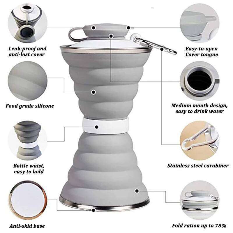 500ML Silicone Bottle Cup Foldable Leak Proof Portable Sports Water Bottles For Outdoor Travel Gym Hiking Reuseable S260303 4dc