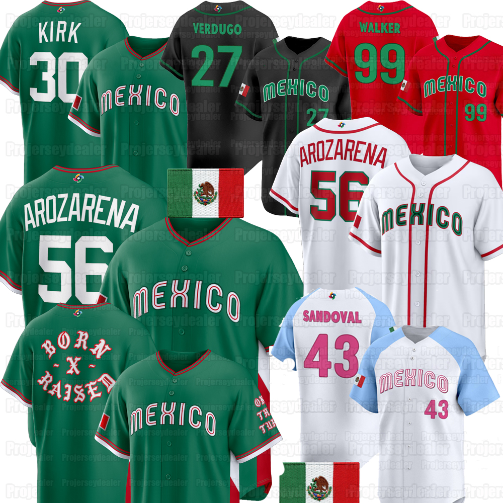56 Randy Arozarena Mexico 2026 WBC Jersey World Baseball Classic Jarren Duran Luis Urias Taijuan Walker Alejandro Kirk Patrick Sandoval Alec Thomas