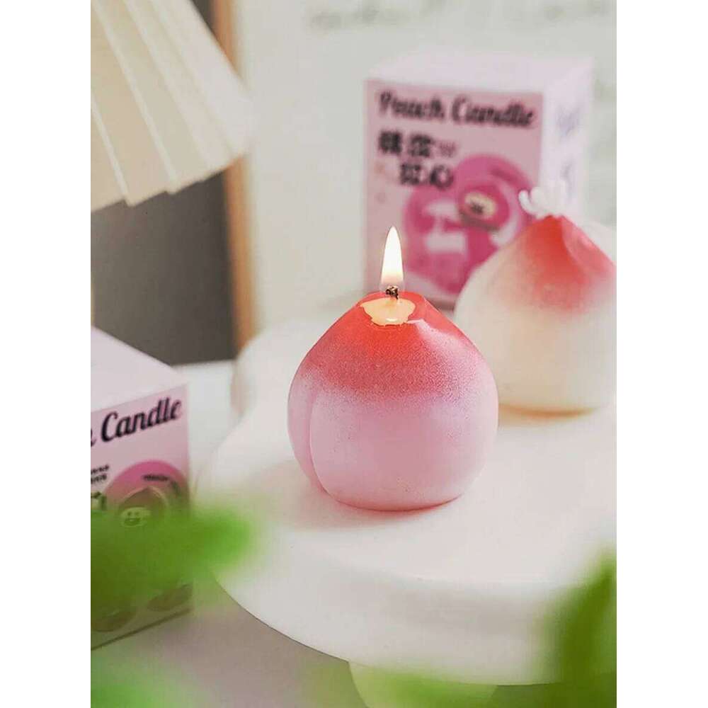 Cute Fruit Shaped Scented Candles: Peach, Apple and Strawberry Fragrance, Natural Soy Wax for Home Decoration, Gift, Relaxation W260304