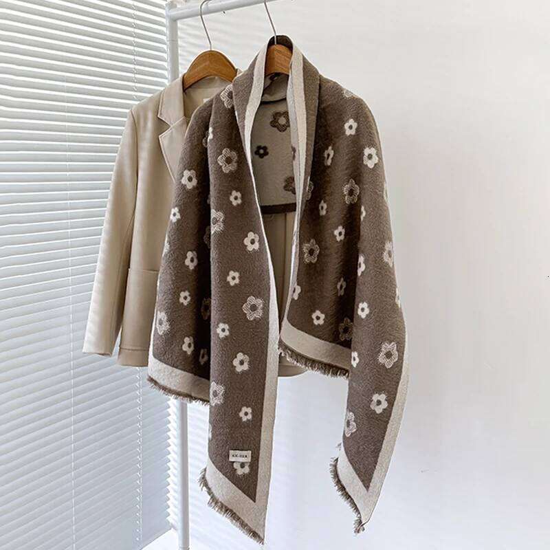 2025 Women's Luxury Brand Cashmere Shawl - Winter Cute Allover Print with Tassels Pashmina Wrap Bandana XJ260304