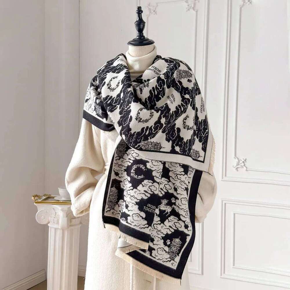 2025 New Premium Printed Women's Faux Cashmere Scarf Winter Cozy Pashmina Wraps Luxe Thick Blanket Shawls Echarpe XJ260304