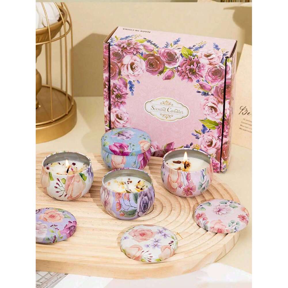 4 cans/set of hot melt wax aromatherapy set, homemade soy candle cups, flower candles for weddings and holiday decorations W260304