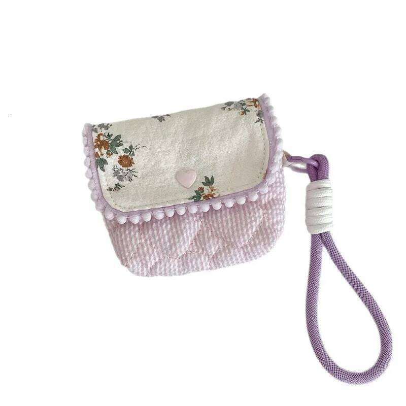 Ladies' Coin Purses Pure Cotton Floral Sweet Cute Earphone Ne CCD Camera Storage Bags Portable Compact Handheld Wallets For Girl C260304