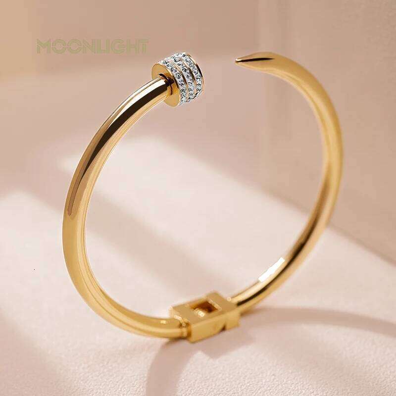 MOONLIGHT Classic Brand Nail Open Bangles Female Simple Trendy Stainles Steel Screw Bracelet For Women Accessories Gift XJ260303