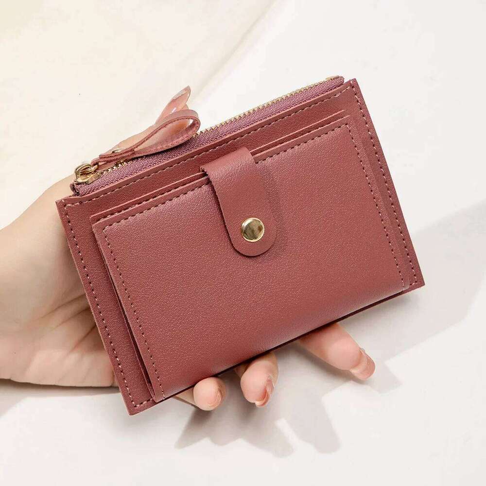 Minimalist and fashionable short bag, ultra-thin mini PU leather zero wallet, women's credit card holder wallet C260304