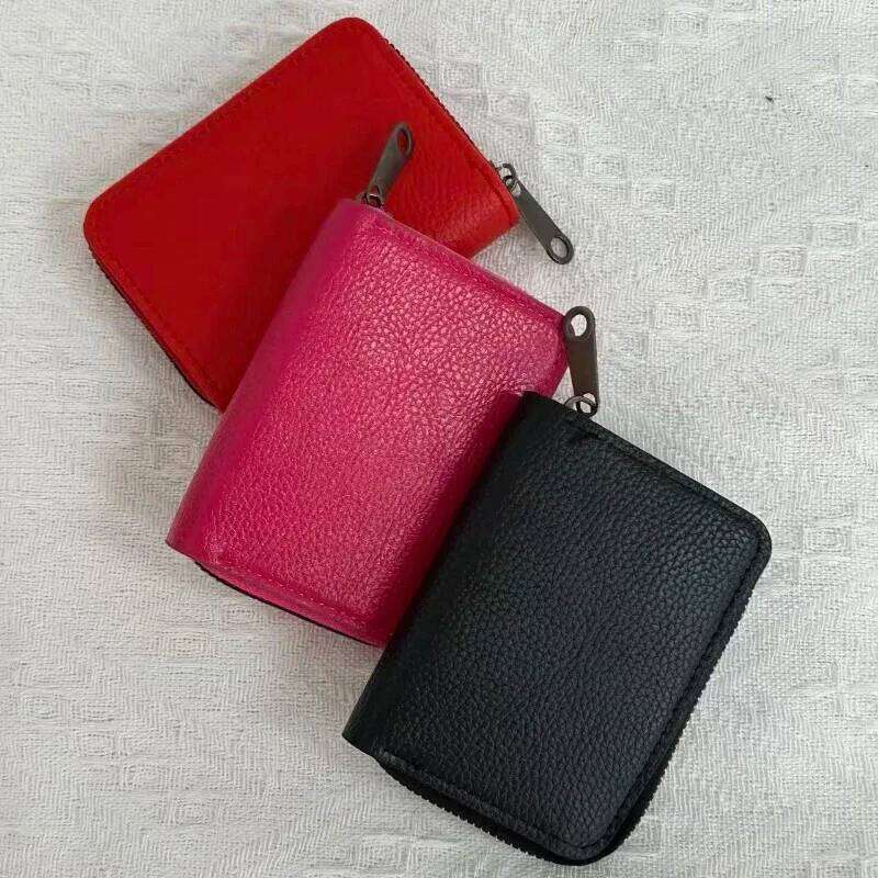 Multi Slot Holder Vintage Small Women Men Business Bank Credit Card Bag Male Coin Pouch Solid Leather Zipper Wallet C260304