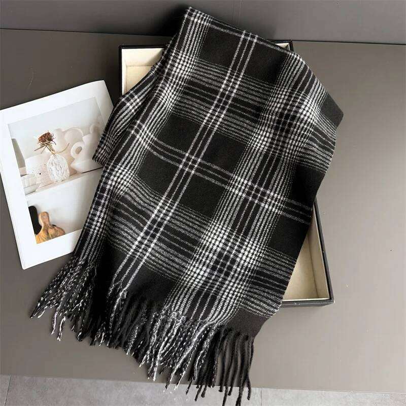 Neck Warmer Scarf For Women Men Winter Fashion Thickened Tassel Pashmina Shawl Faux Cashmere Warps Autumn Ladies Blanket XJ260304