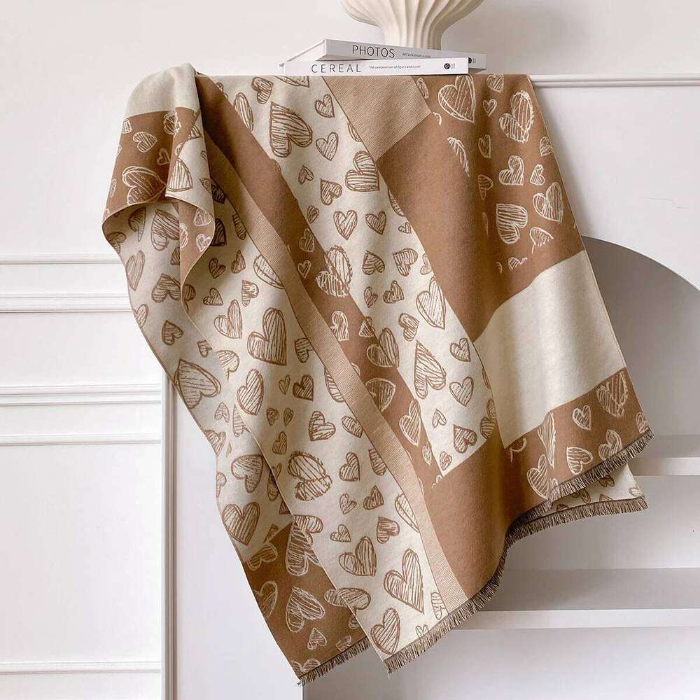 2025 New Luxury Brand Women Two-Sided Print Soft Warm Pashmina Love Shawl Winter Outdoor Coldproof Windproof Blanket Scarf XJ260304