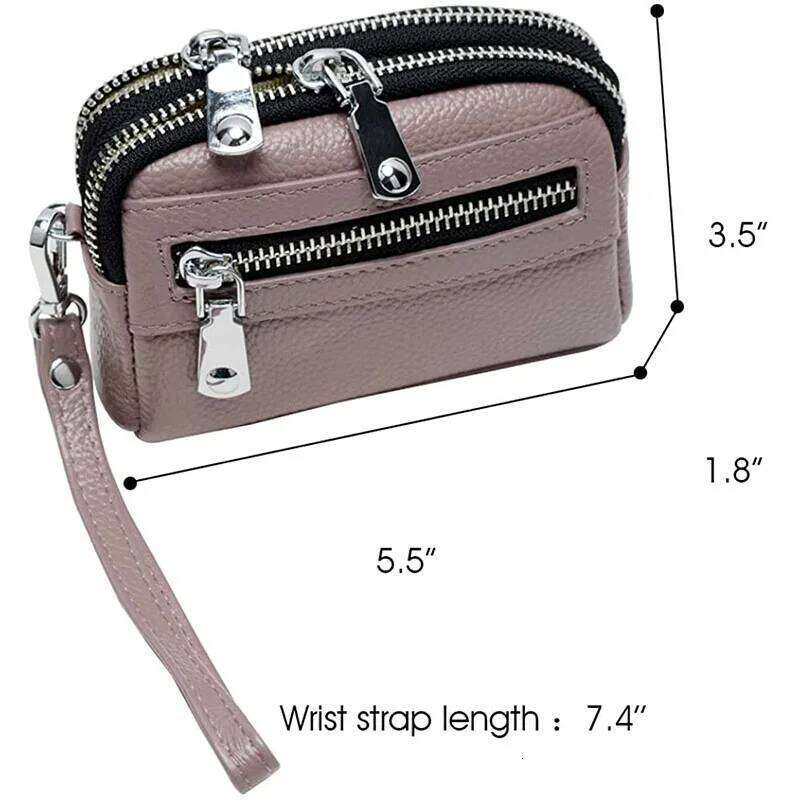 fashion women wallet genuine leather double zipper coin purse pouch bag C260304