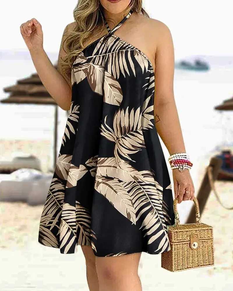 Floral Print Halter Neck Dress Boho Backless Halter Dress For Spring Summer Womens Clothing M260304