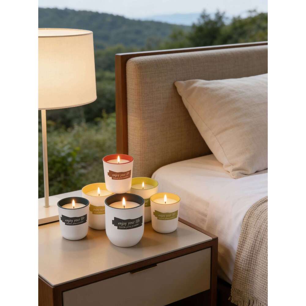 Coloured Glass Cup Soy Wax Scented Candles - Romantic Wedding Favors & Home Decor Gifts W260304