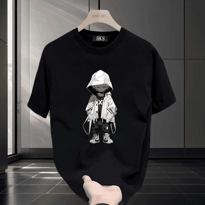 2026 Summer Men's American High Street Style Short-Sleeve Loose-Fit Round-Neck Printed T-Shirt - view 7