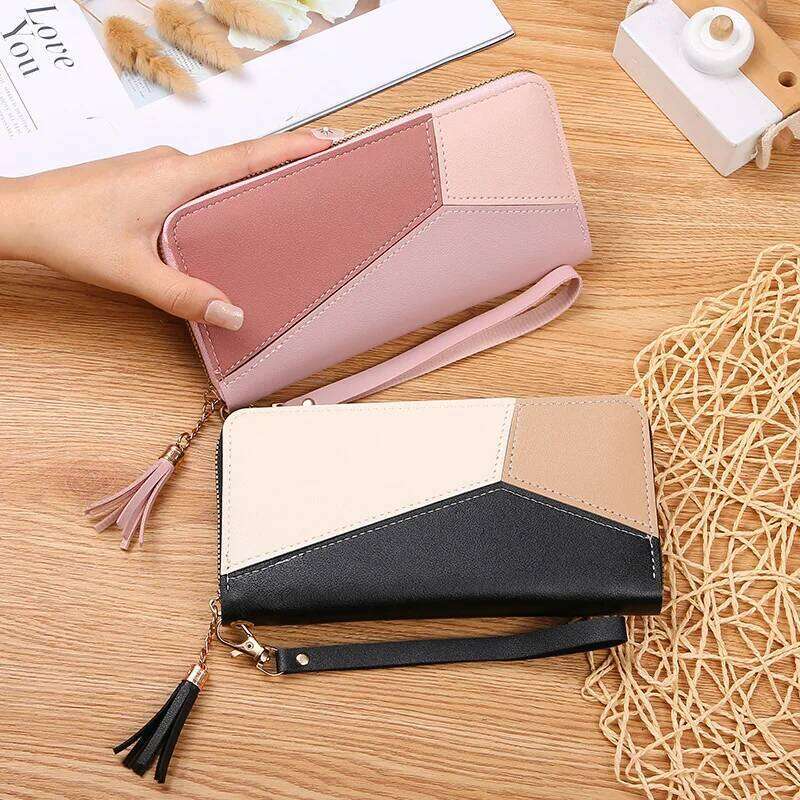 Fashion Women's Zipper Coin Lady Short Clutch Purse Handbag Patchwork Leather Female Card Holder Wallet Phone Pouch C260304