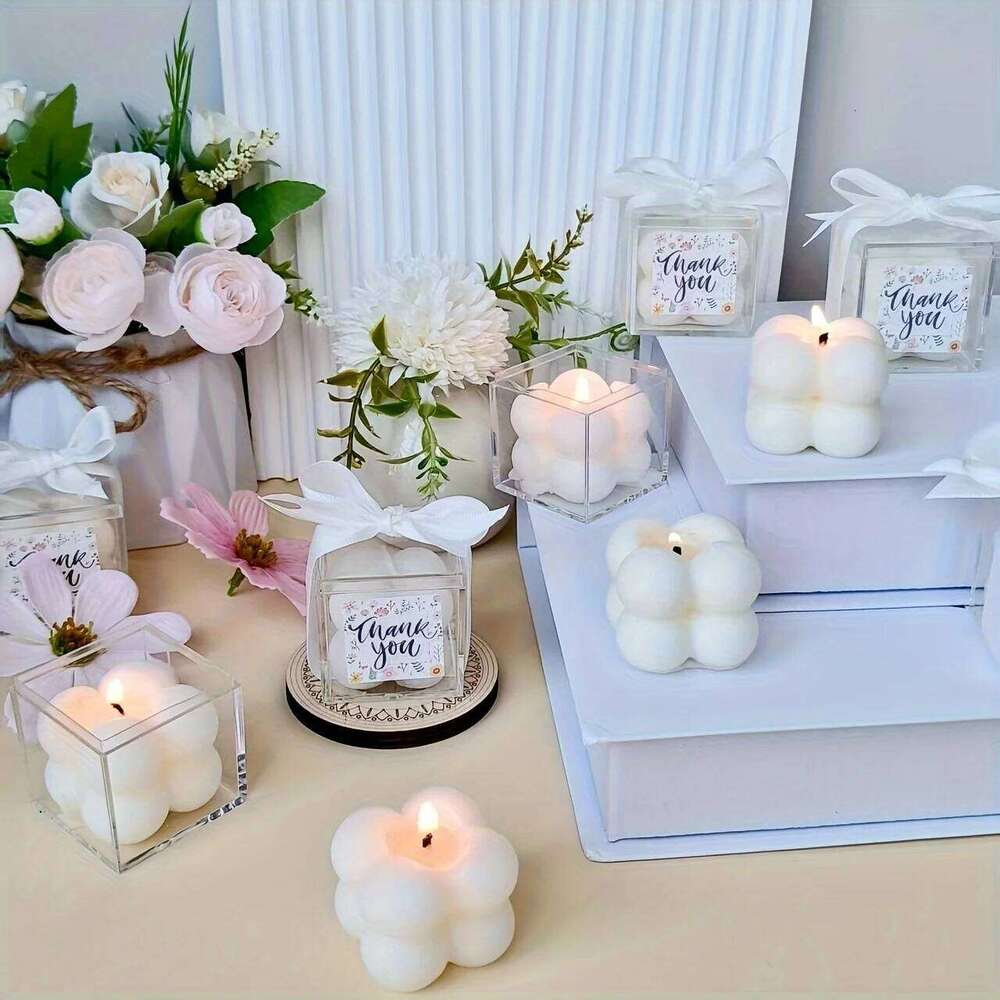 8 Sets Unique Bubble Scented Candles, Small Cube Candles for Baby Shower Favors, Gender Reveal Party Decorations, Wedding W260304
