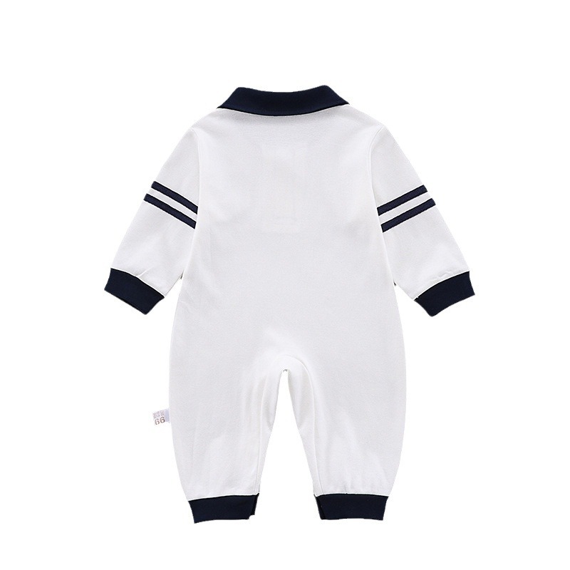 Casual and versatile gentleman's British autumn outfit, newborn baby's pure cotton jumpsuit