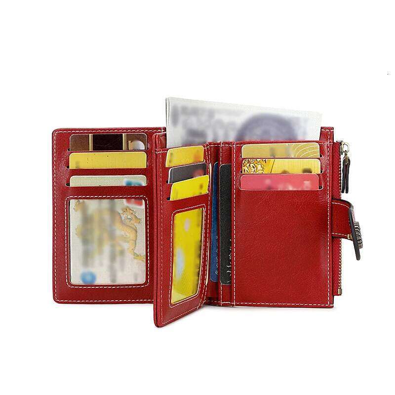 RFID Anti-Theft Brush Women's Wallet Multi-Card Slot Zipper Buckle Fashion Credit CardHolder Vintage Multifunctional ShortWallet C260304