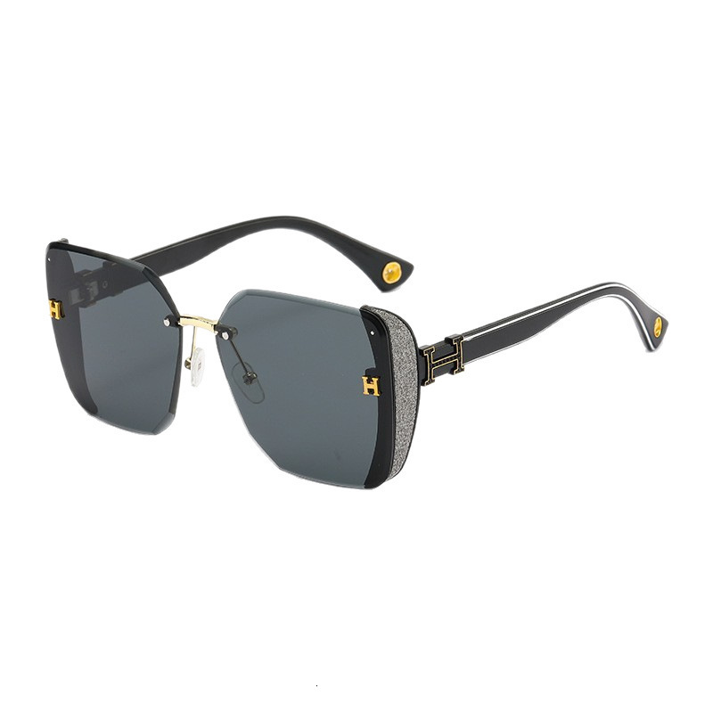 Fashionable Designer Sunglasses Large-frame Women's Sunglasses With Glitter And Starry Design High-end Unique Versatile Sun Protection Glasses Wh