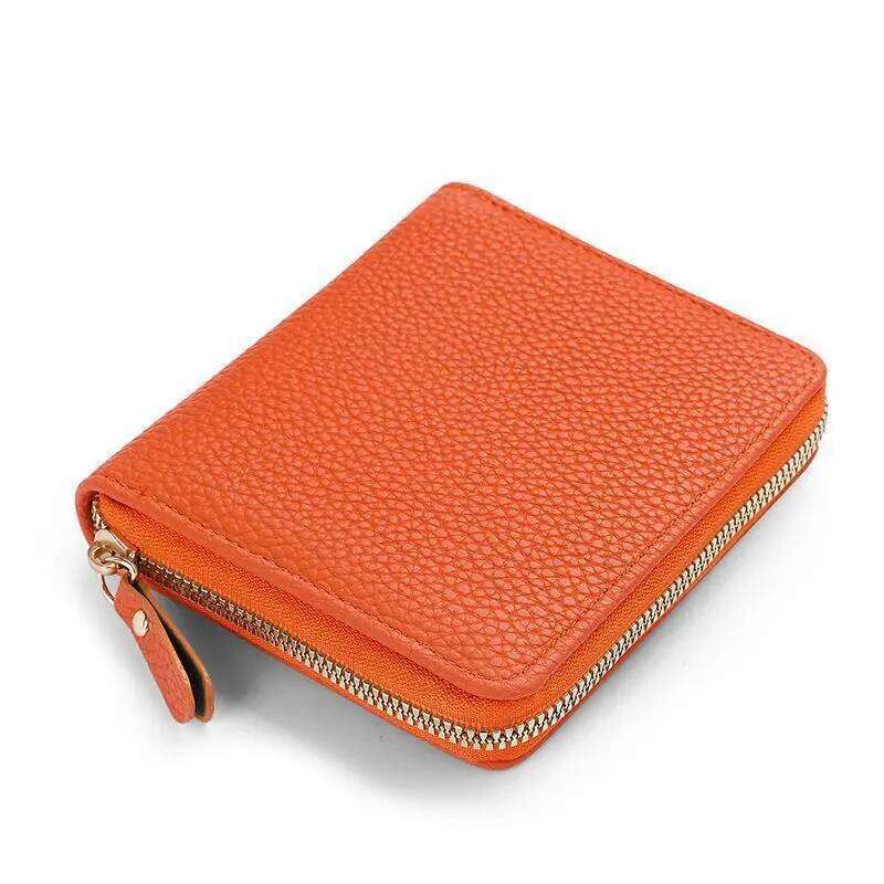 Ladies Leather Zipper Slim Business Card Holder Bags Multi-Card Wallet Ultra-Thin Minimalist Bank Cards Coin Money Purse C260304
