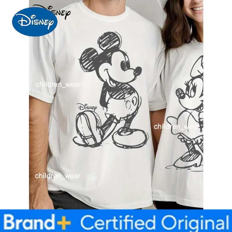 Disney Mickey Mouse Minnie Couple Short Sleeve Summer T-Shirt Family Casual Animation Comfort Short Sleeve Men and Women H260304
