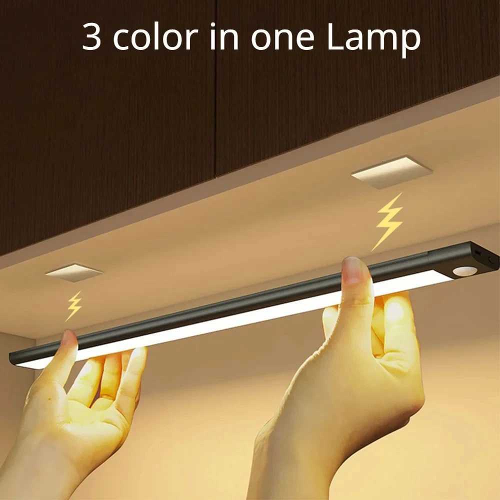 Motion Sensor Light Wireless LED Night Light USB Rechargeable Night Lamp Cabinet Wardrobe Lamp Under Backlight For Kitchen Led H260304