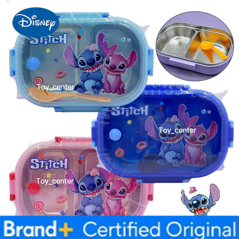 Disney Stitch Lunch Box with Spoon Cartoon Stainless Steel Bento Boxes Student Portable Food Container School Outdoor Picnic Box H260304